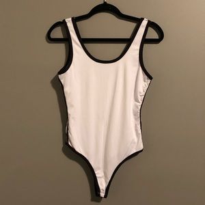White & black body suit